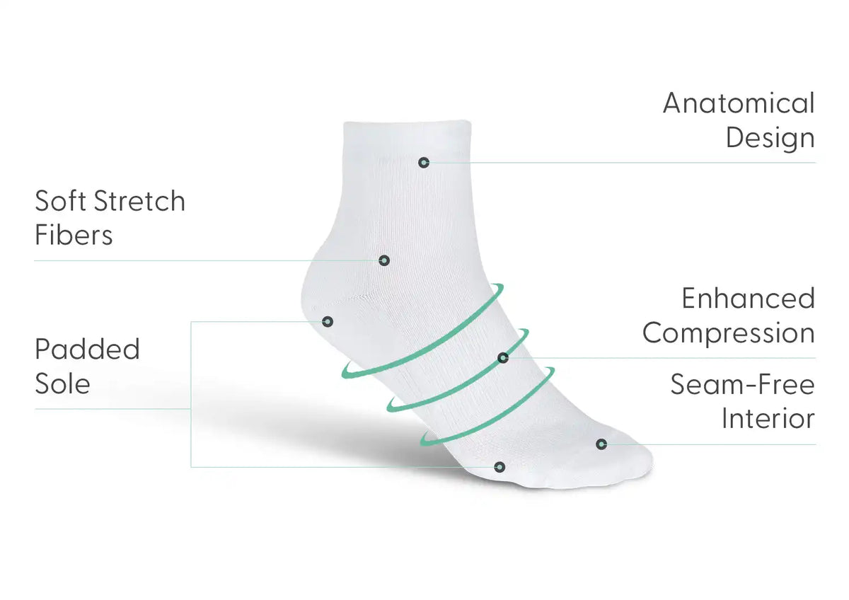 Compression Ankle Socks 20-30 mmHg - White