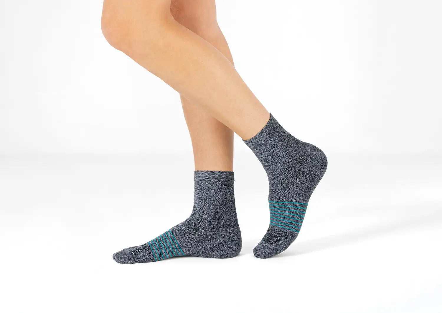 Compression Ankle Socks 15-20 mmHg - Gray/Teal Stripe Secondary image